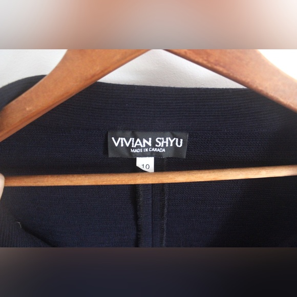 90’s Vintage Dark Blue Wool Jacket, Vivian Shyu, Winter Fashion Coat - Picture 3 of 9